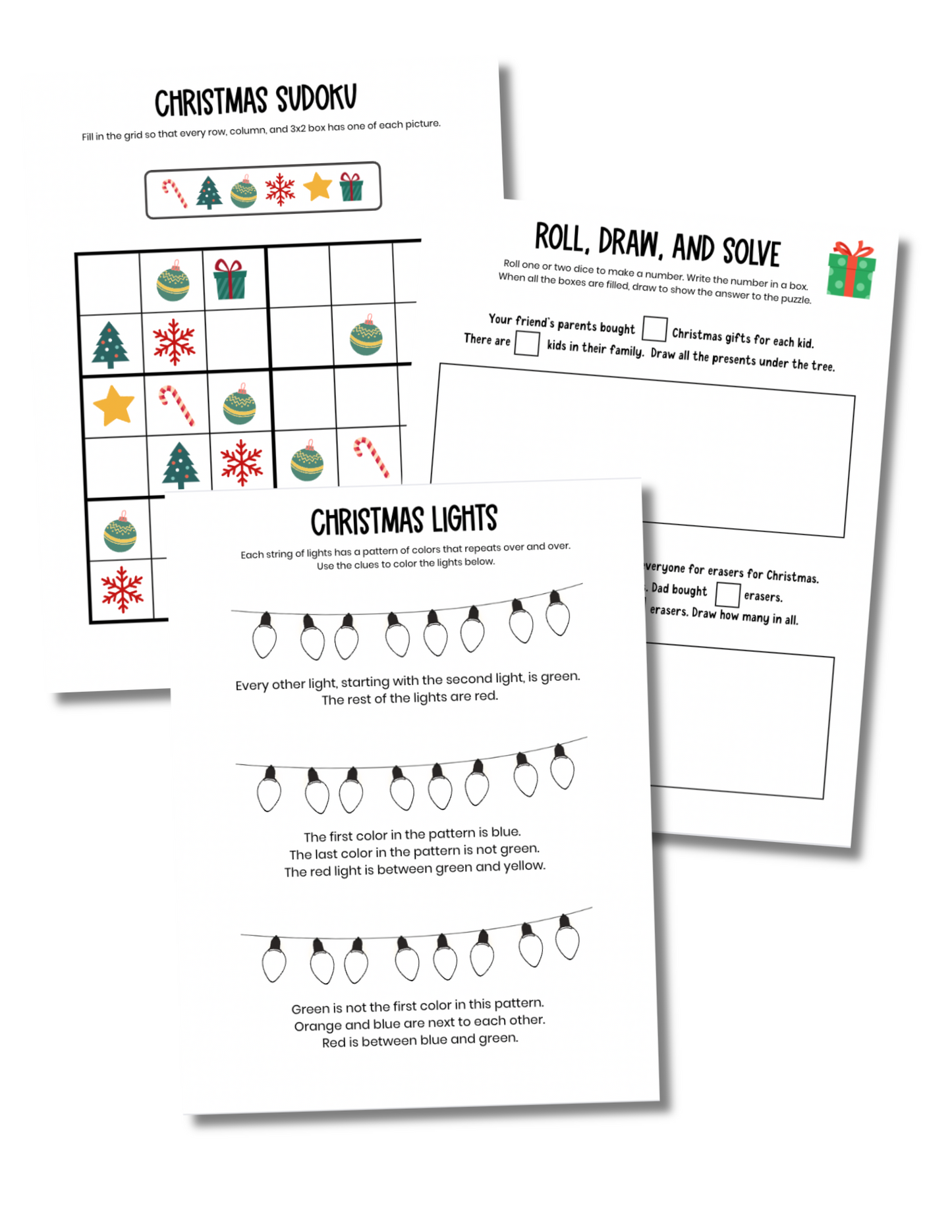 Christmas Math Activities: Patterns, Puzzles, Color-By-Number and More!