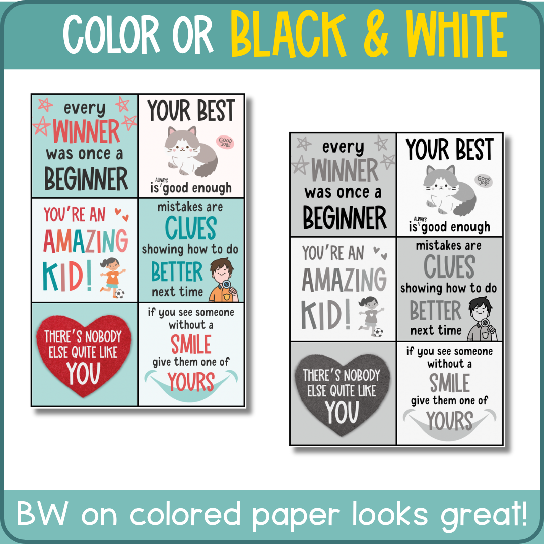Growth Mindset Lunchbox Notes