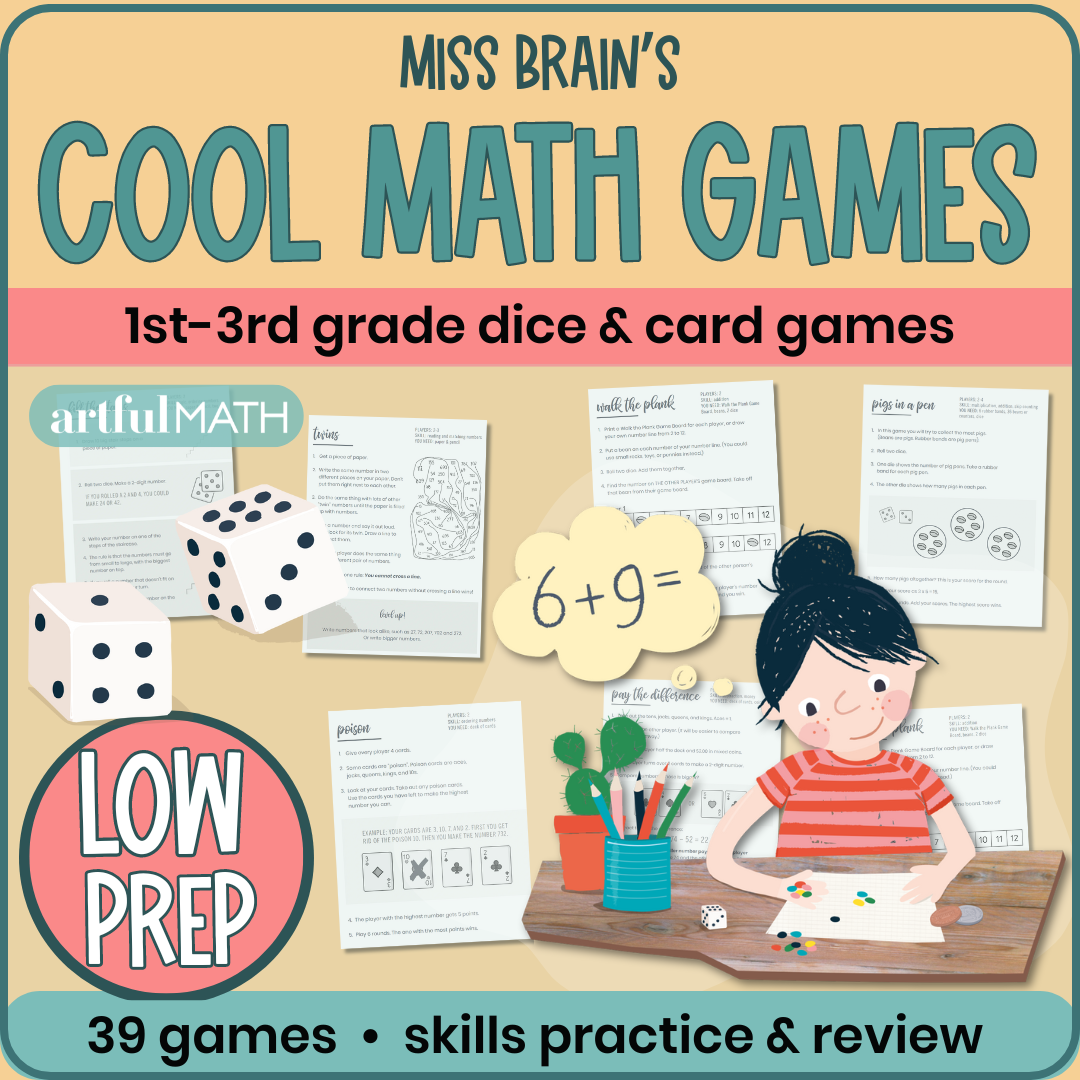 math card games for 1st grade School Zone War Addition & Subtraction Game Cards: 56 Cards, Kindergarten, Grade, 2nd Grade, Math Games, Numbers, Math Facts, Early Math, Ages 6+: School Zone, Joan Hoffman: 9780887432736 Books and geometry. Miss Brain's Cool Math Games