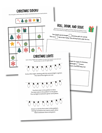 Christmas Math Activities: Patterns, Puzzles, Color-By-Number and More!