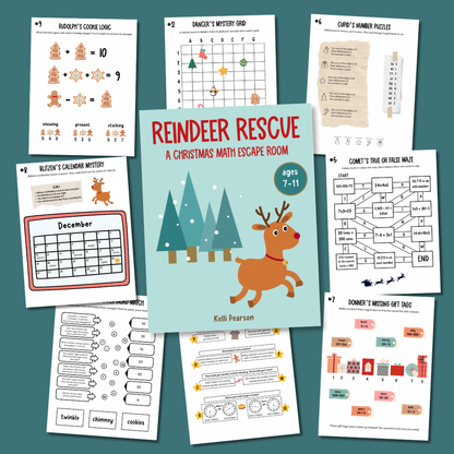 Christmas Math Bundle [Grab & Go Christmas Math + Reindeer Rescue Escape Room]
