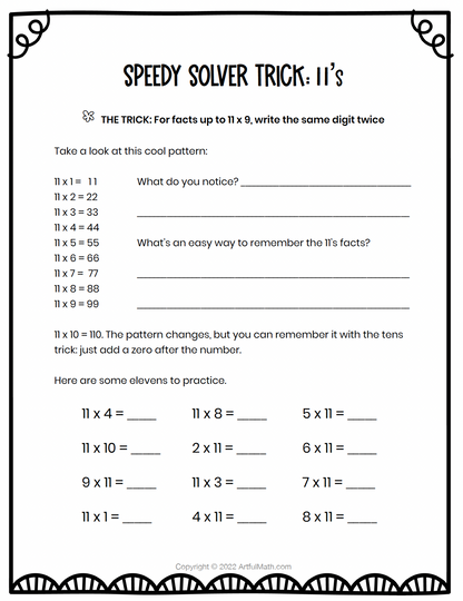 Multiplication Facts x11 x12