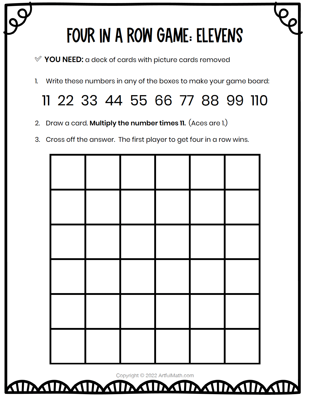 Multiplication Facts x11 x12