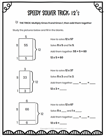 Multiplication Facts x11 x12