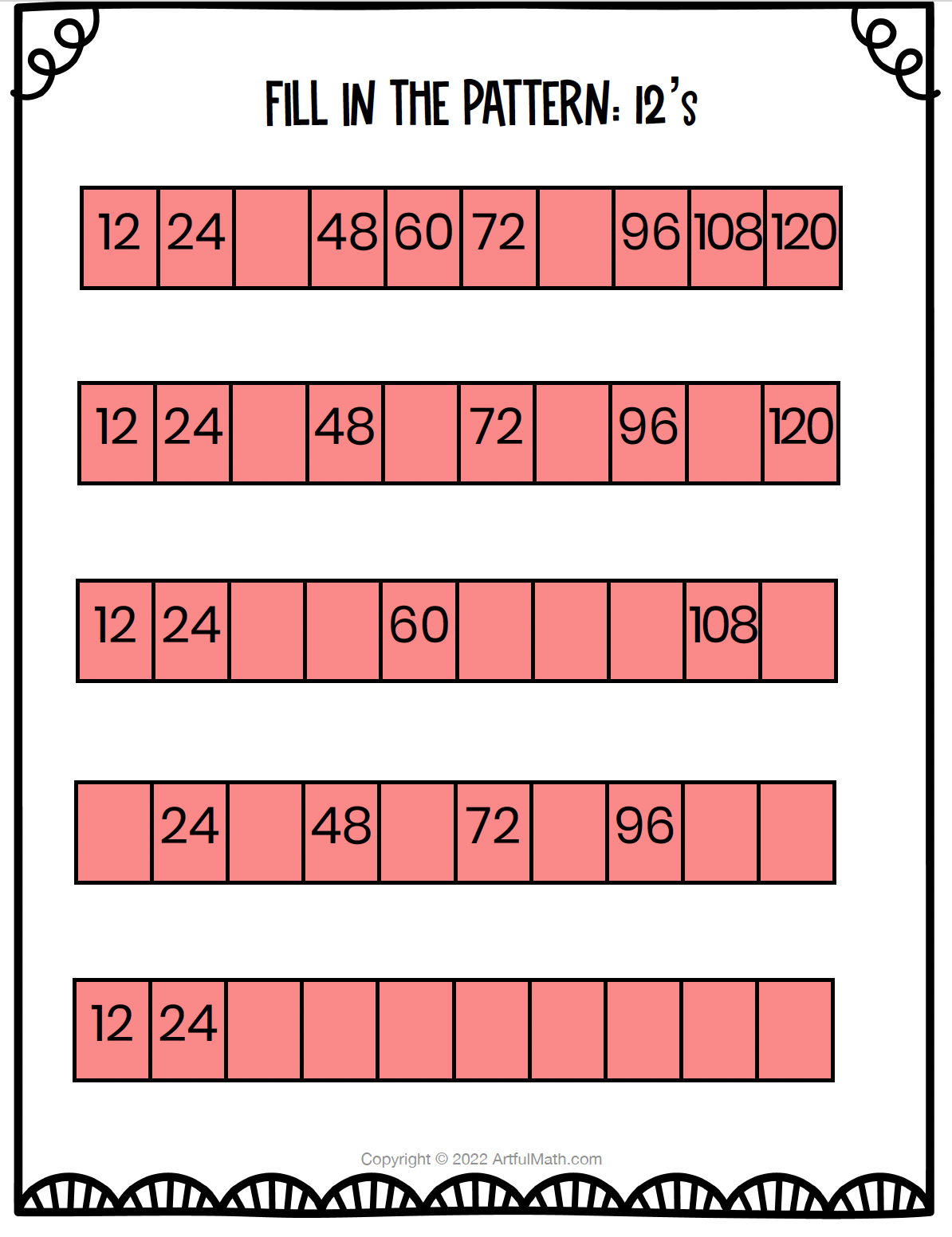 Multiplication Facts x11 x12