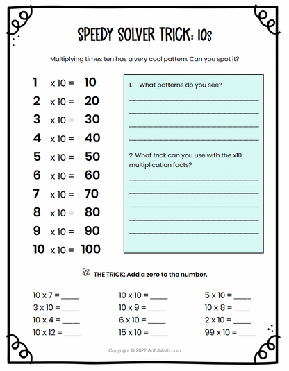 Multiplication Facts x5 x10