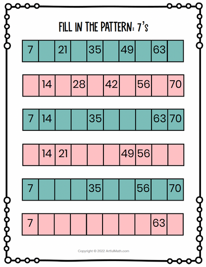 Multiplication Facts x7 x8