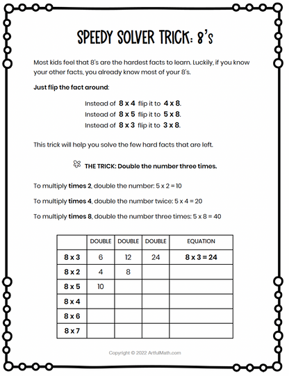 Multiplication Facts x7 x8