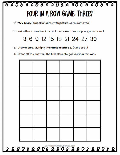 Multiplication Facts x3 x6