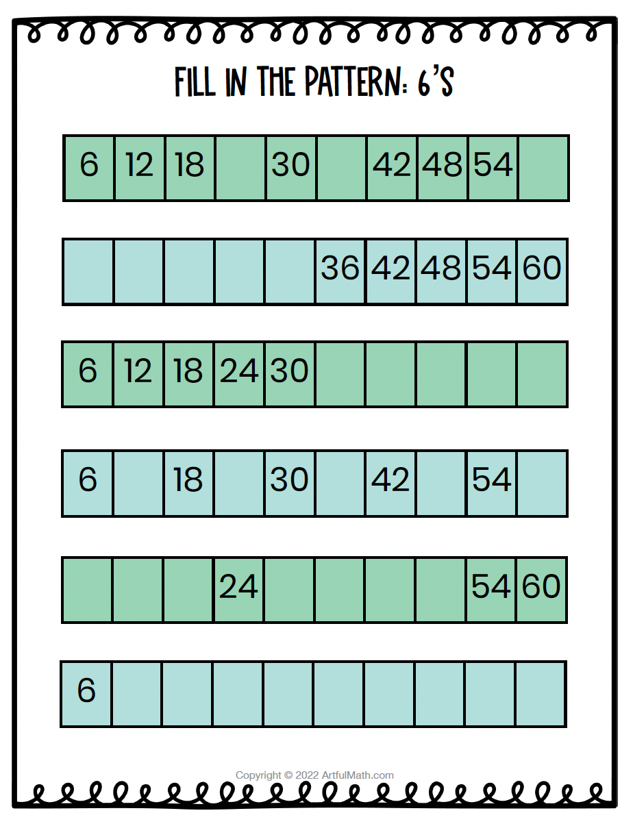 Multiplication Facts x3 x6