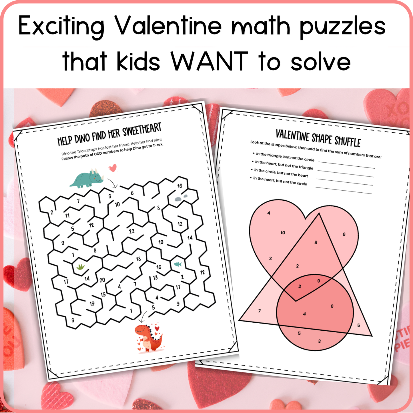 Valentine's Day Math Activities & Puzzles | Grades K-1
