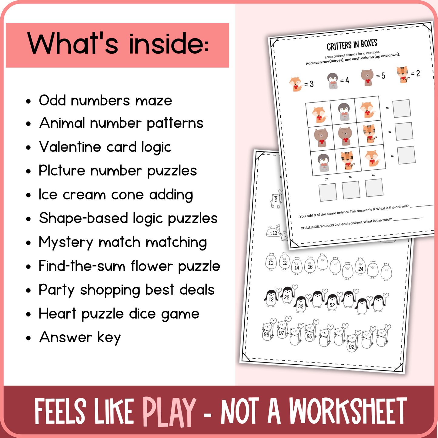 Valentine's Day Math Activities & Puzzles | Grades K-1
