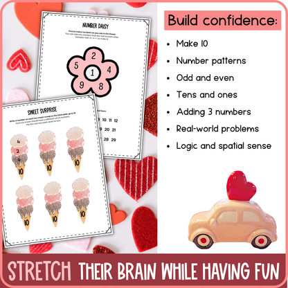 Valentine's Day Math Activities & Puzzles | Grades K-1