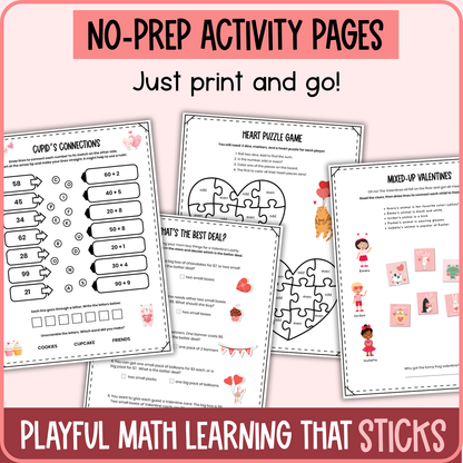 Valentine's Day Math Activities & Puzzles | Grades K-1