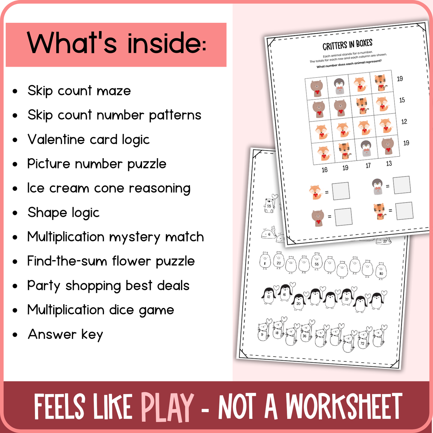 Valentine's Day Math Activities & Puzzles | Grades 2-3