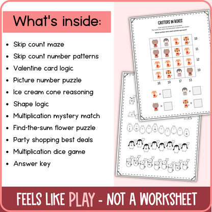 Valentine's Day Math Activities & Puzzles | Grades 2-3