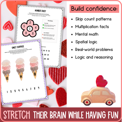 Valentine's Day Math Activities & Puzzles | Grades 2-3