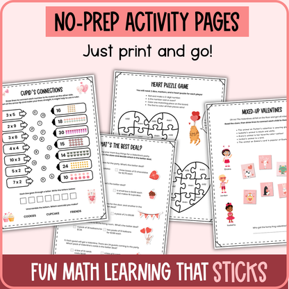 Valentine's Day Math Activities & Puzzles | Grades 2-3