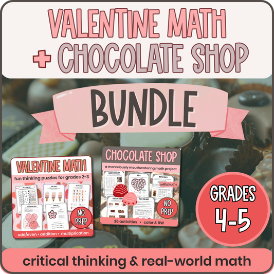 Valentine Math & Chocolate Shop BUNDLE | Grades 4-5