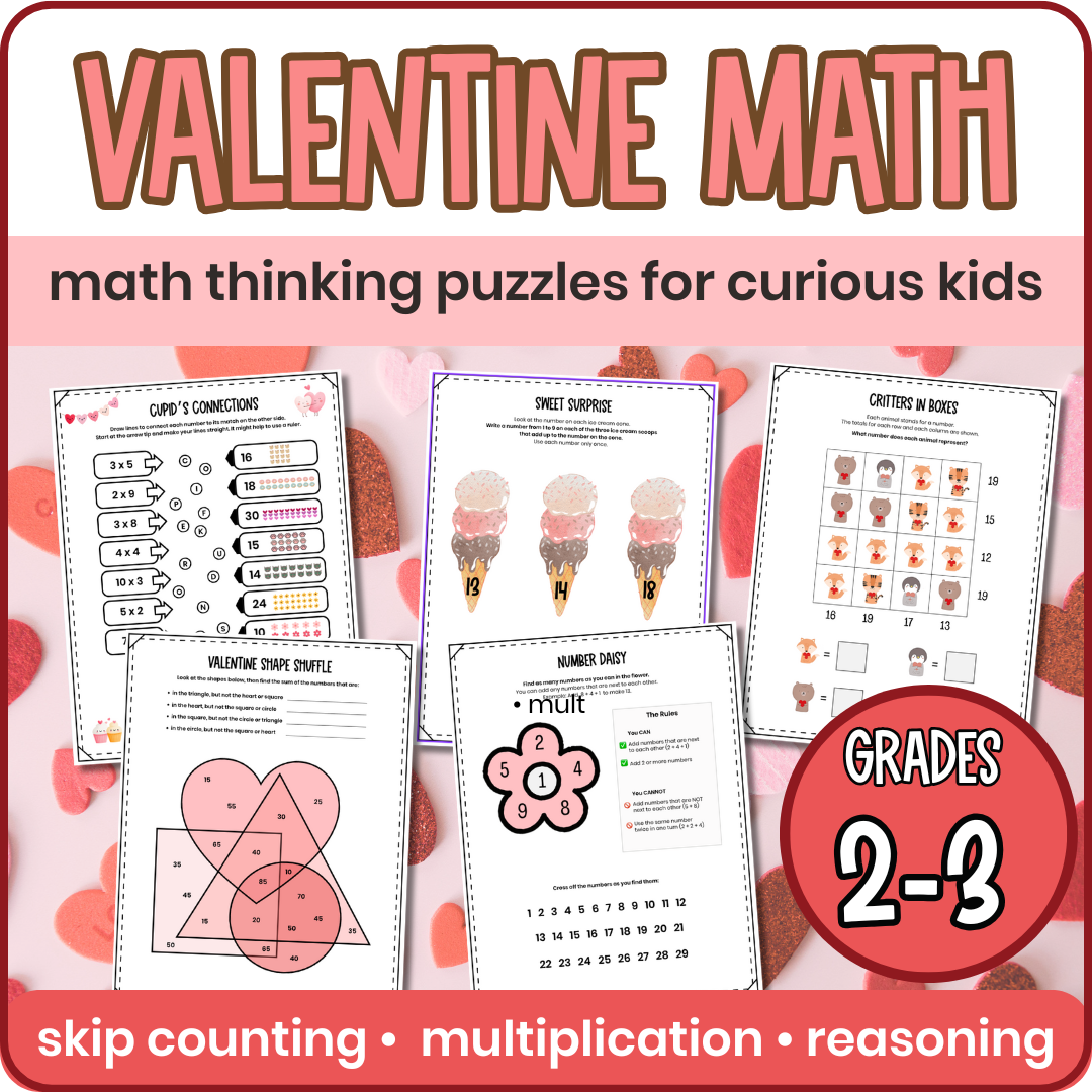 Valentine's Day Math Activities & Puzzles | Grades 2-3